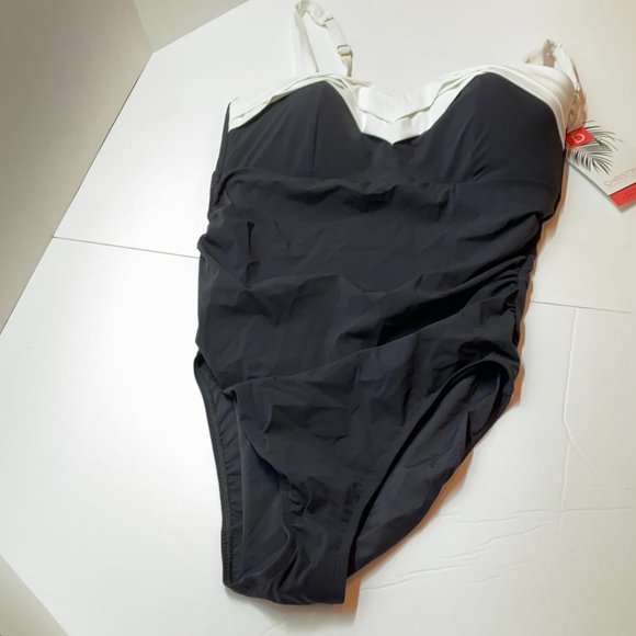 NWT Christina  Intricate Pleats Bandeau One Piece swimsuit - Picture 3 of 5
